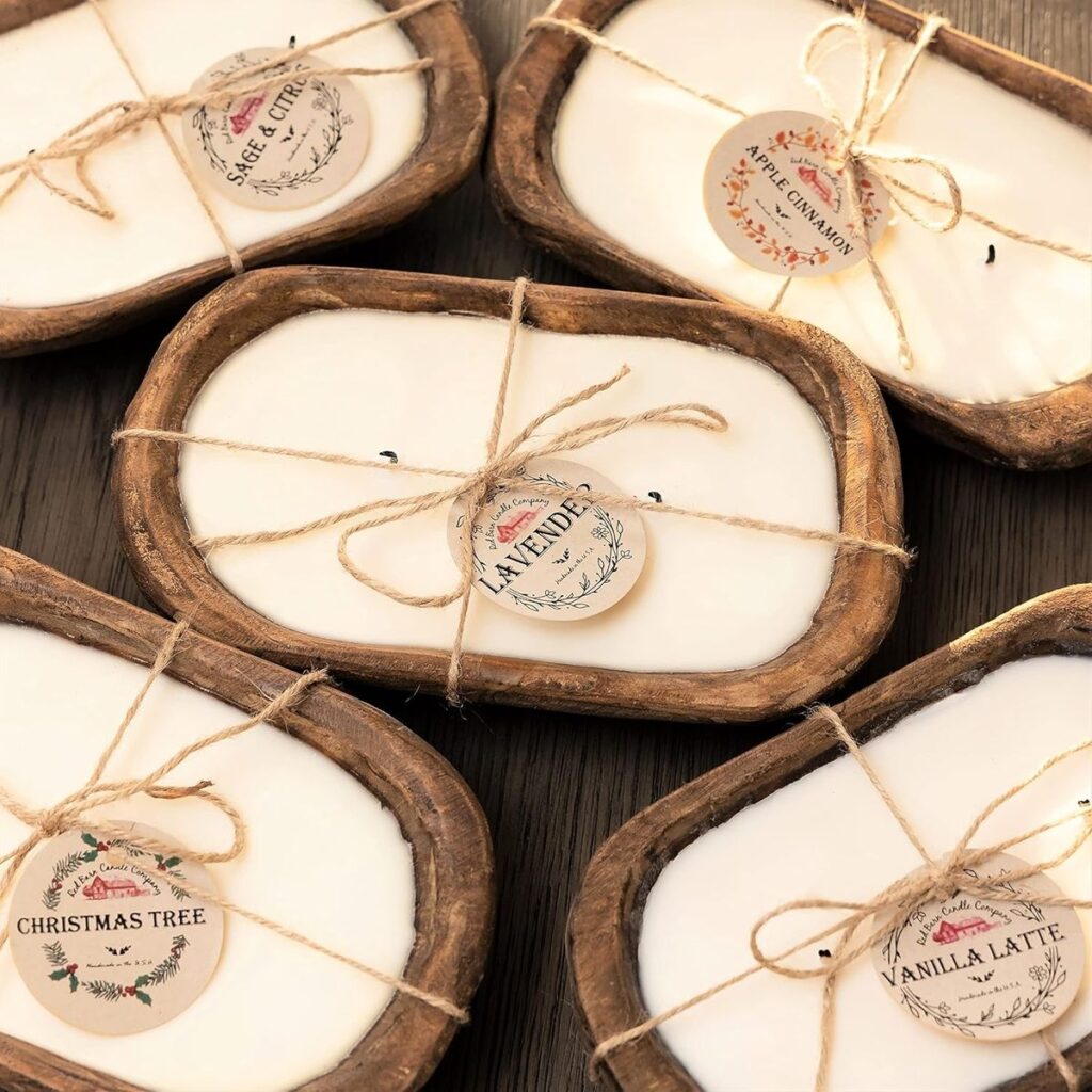 Wood Dough Bowl Candles